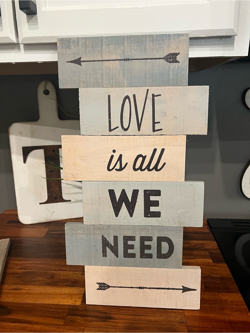 Love Is All We Need Rustic Wall Decor - Blue & Cream